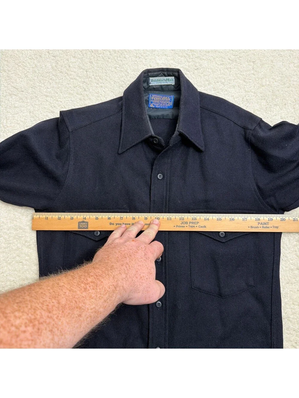 Vintage Pendleton Outdoorsman Wool Shirt Mens S Navy Made in USA
